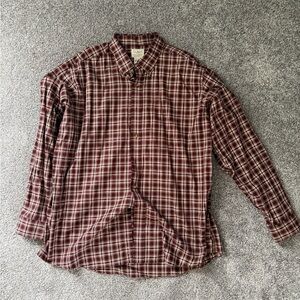 L.L. Bean Men's Maroon Plaid Button-Down Shirt